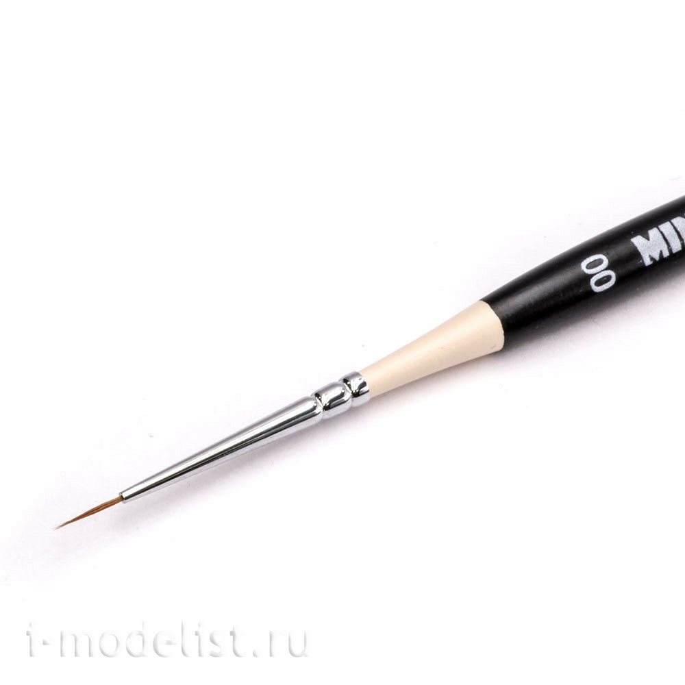 T-048 MiniWarPaint Кисть для росписи миниатюры в акварельной технике серии Liner № 00 с короткой ручкой