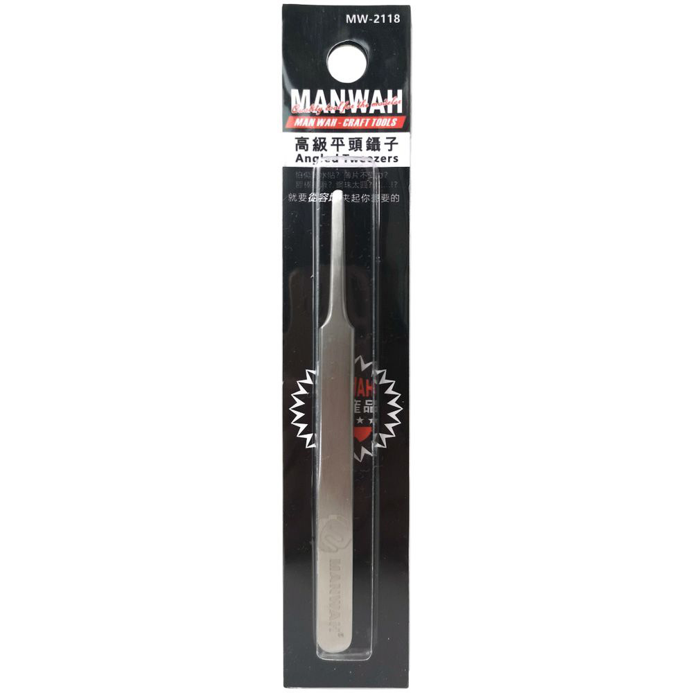 MW-2118 MANWAH Пинцет с плоскими изогнутыми головками