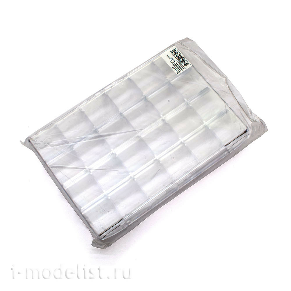 У144-09 MiniWarPaint Бокс для хранения прямоугольный 24 ячейки, 180х120мм (Прозрачный)