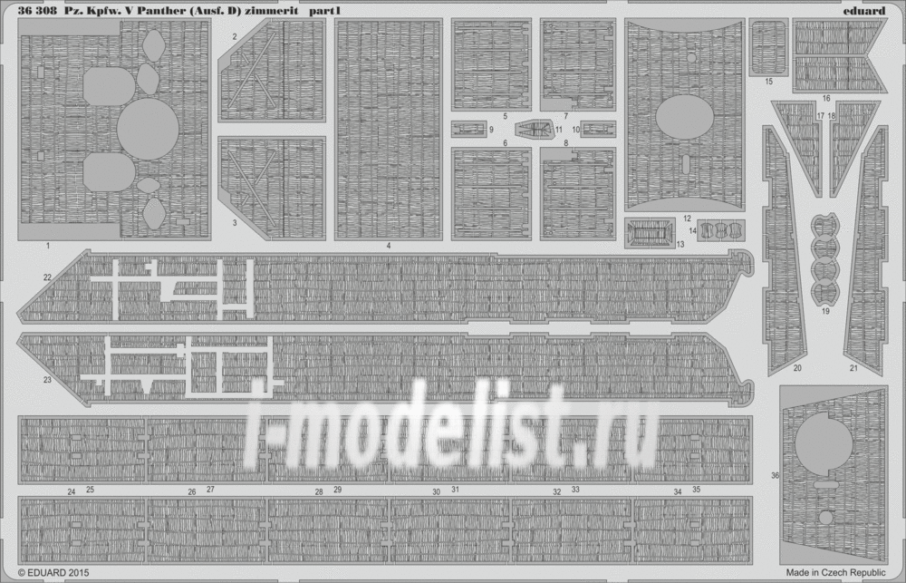 36308 Eduard 1/35 Фототравление для Pz. Kpfw. V Panther (Ausf. D) Zimmerit