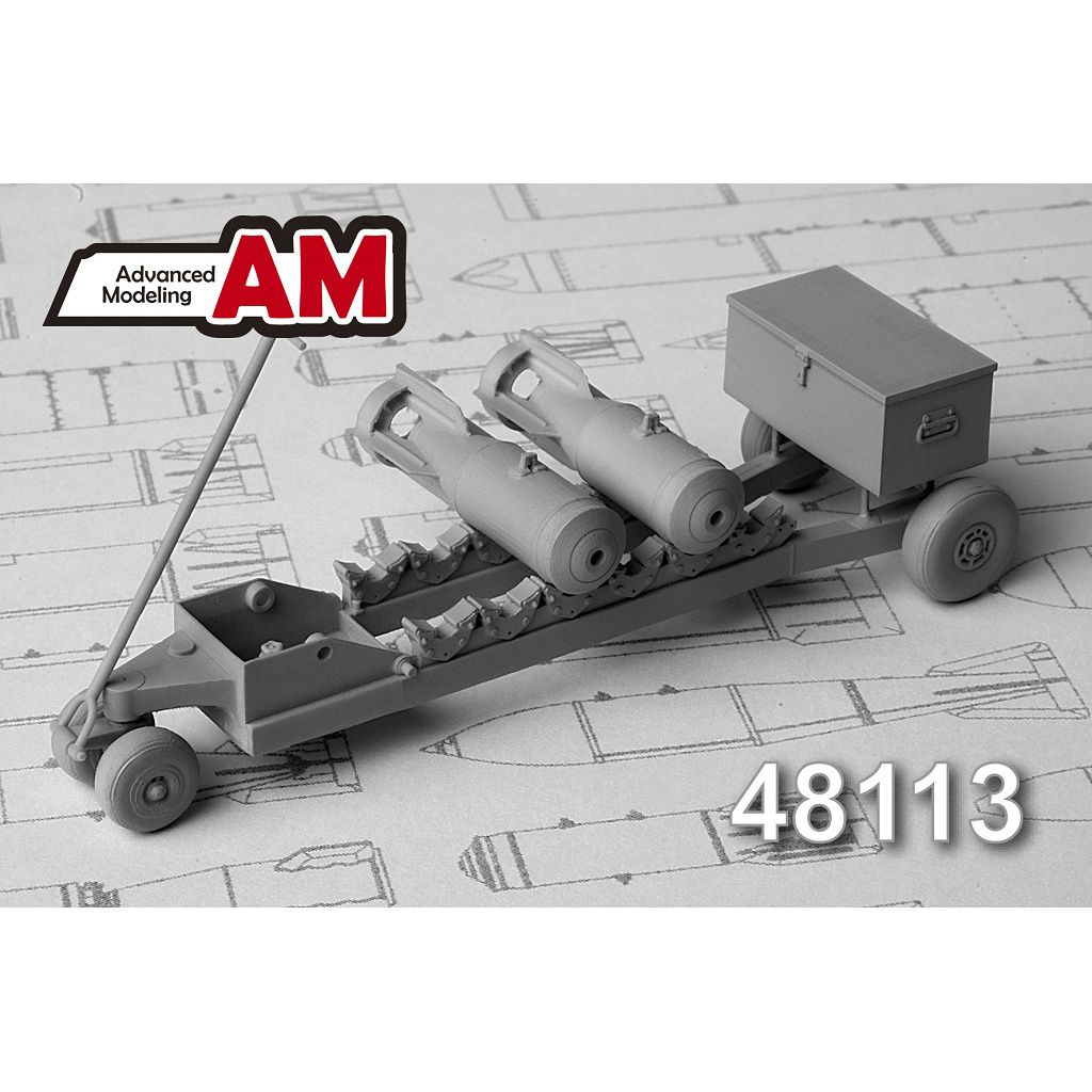 АМС48113 Advanced Modeling 1/48 Тележка для транспортировки 50-100 кг авиабомб