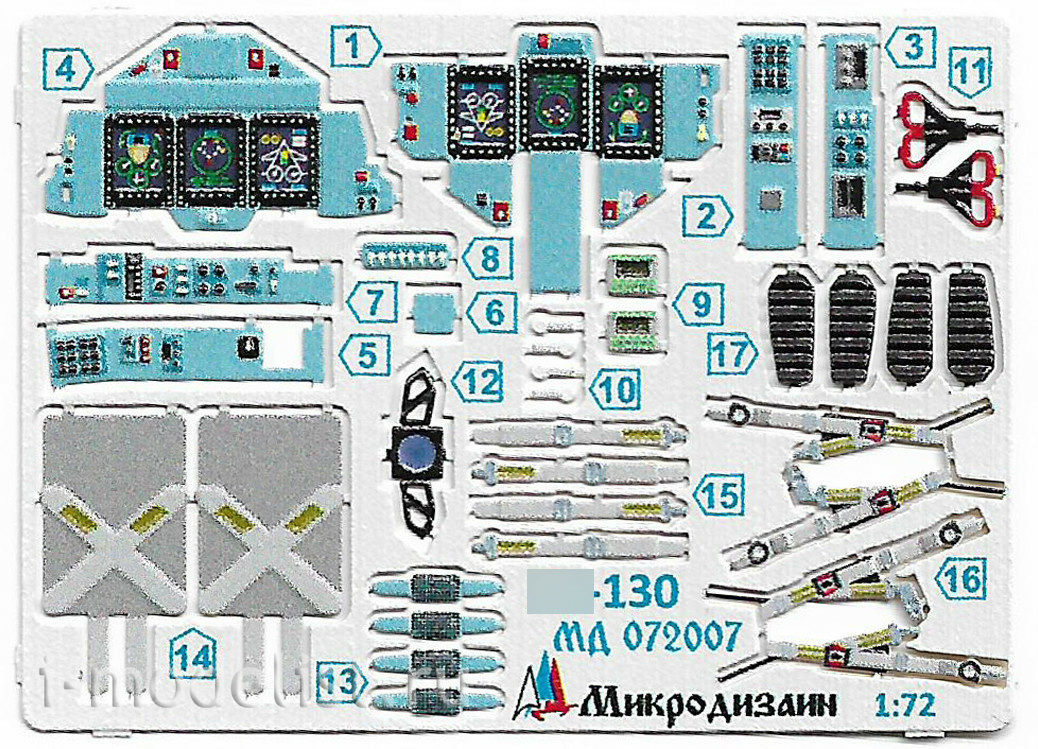 072007 Микродизайн 1/72 Набор цветного фототравления кабины Yakovlev-130 (Звезда)