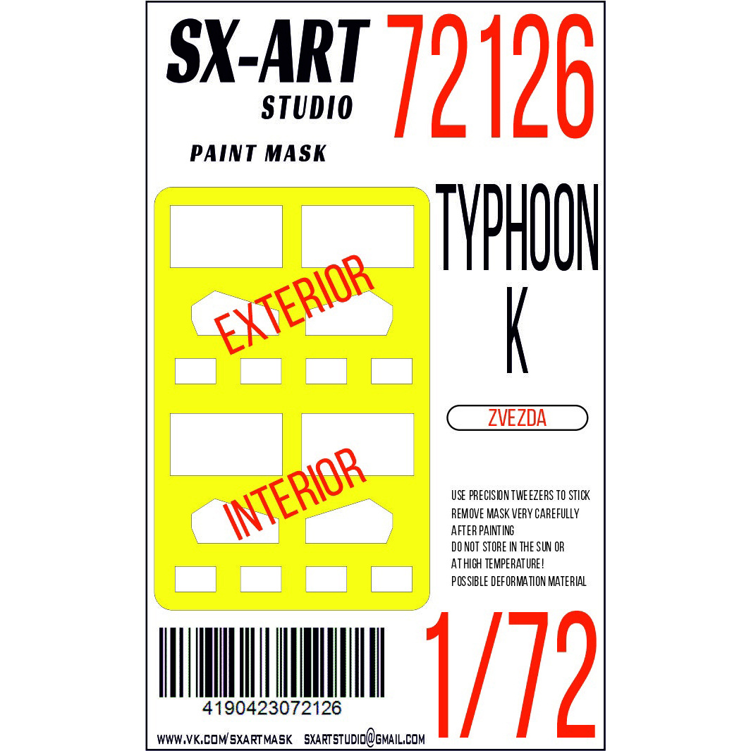 72126 SX-Art 1/72 Окрасочная маска Typhoon-K (Звезда)