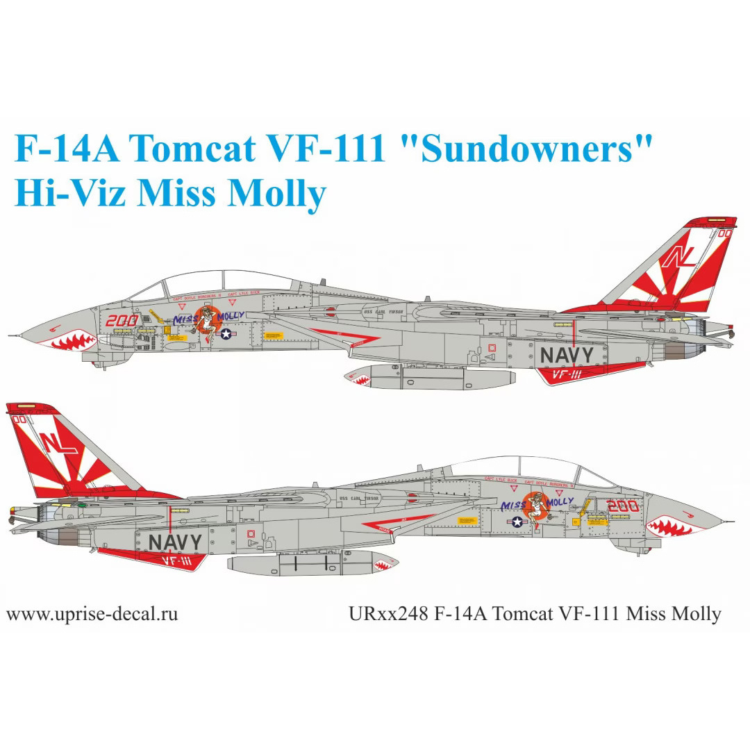 UR72248 UpRise 1/72 Декали для F-14A Tomcat VF-111 Pt.1 Miss Molly	