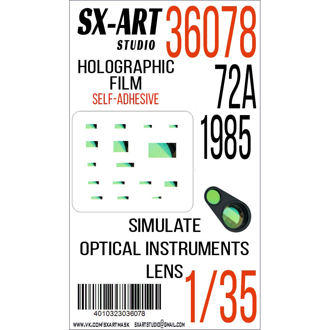 36078 SX-Art 1/35 Имитация смотровых приборов семьдесят второй танк A mod. 1985 (Трубач)