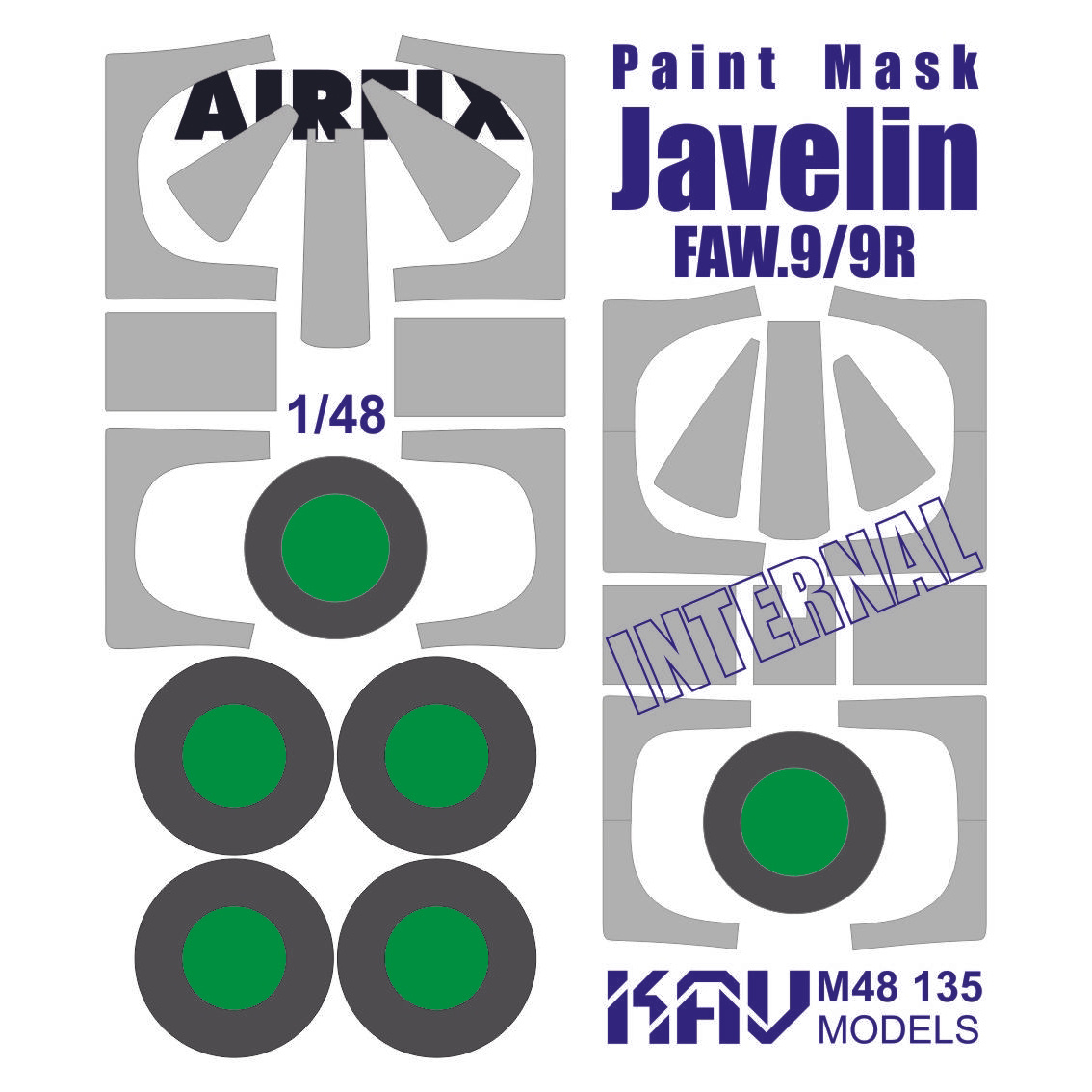 M48 135 KAV models 1/48 Двусторонняя окрасочная маска для моделей Gloster Javelin FAW.9/9R (Airfix)