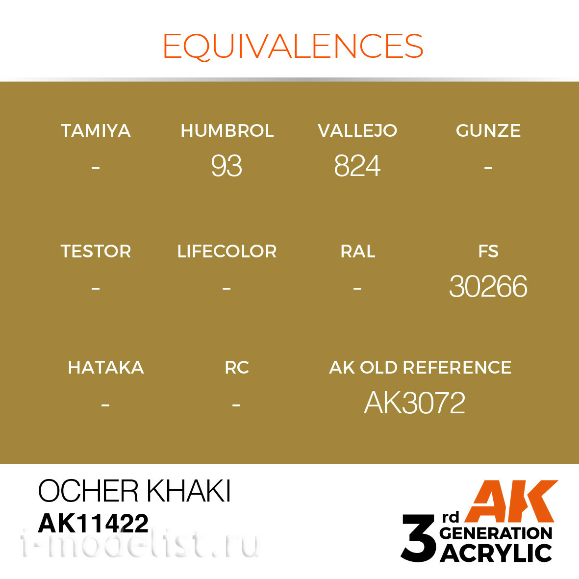 AK11422 AK Interactive Краска акриловая OCHER KHAKI – FIGURES (охра хаки) 17 мл