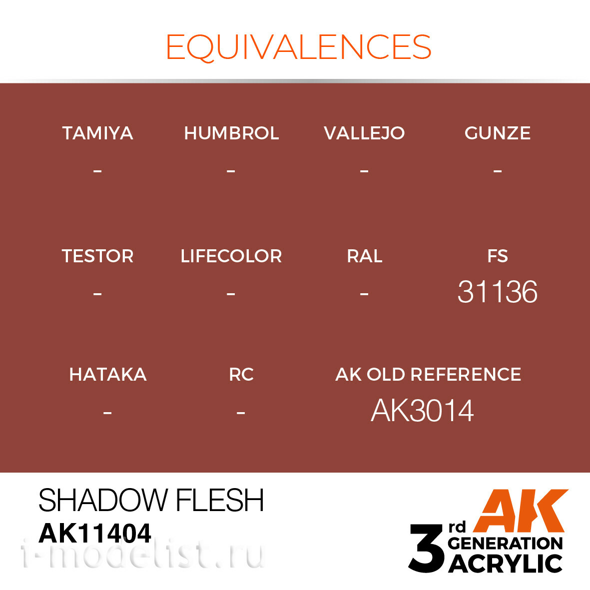 AK11404 AK Interactive Краска акриловая SHADOW FLESH – FIGURES 17 мл / ТЕМНЫЙ ТЕЛЕСНЫЙ