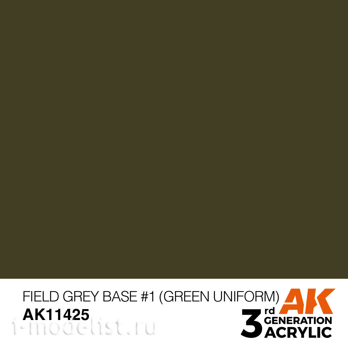 AK11425 AK Interactive Краска акриловая FIELD GREY BASE #1 (GREEN UNIFORM) – FIGURES (серое поле базовый №1 (зеленая униформа) 17 мл