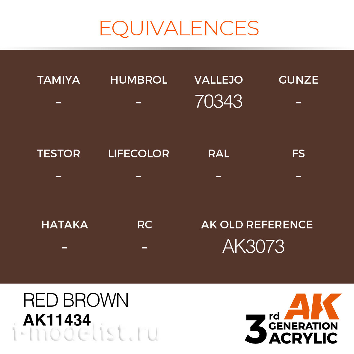 AK11434 AK Interactive Краска акриловая RED BROWN – FIGURES (красно-коричневый) 17 мл