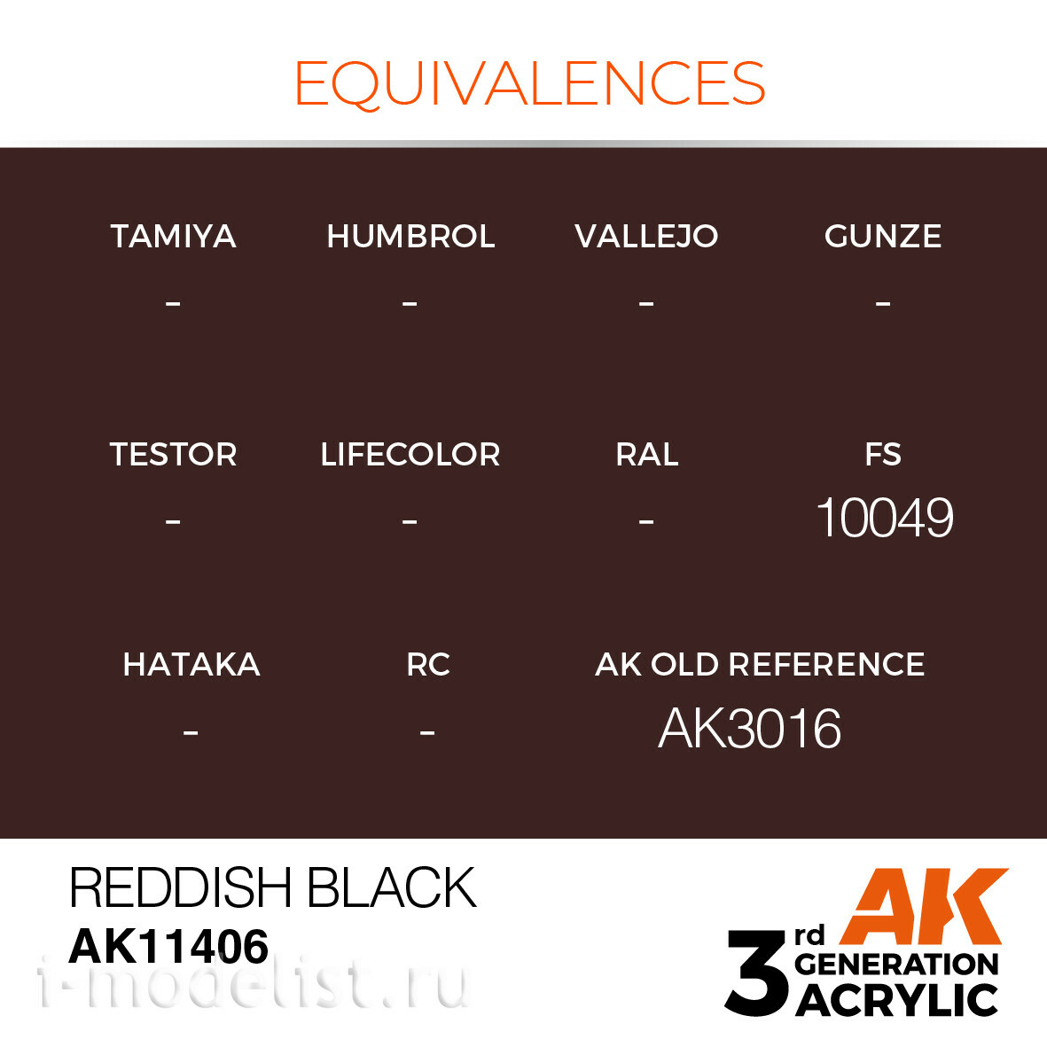 AK11406 AK Interactive Краска акриловая REDDISH BLACK – FIGURES (красновато-черный) 17 мл