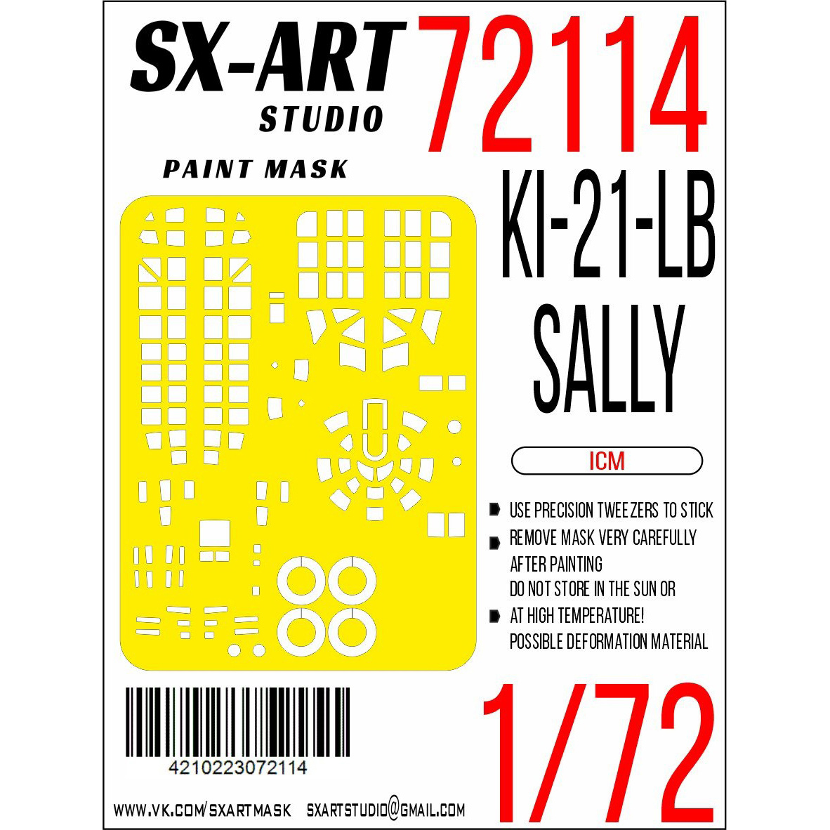 72114 SX-Art 1/72 Окрасочная маска Ki-21-lb Sally (ICM)