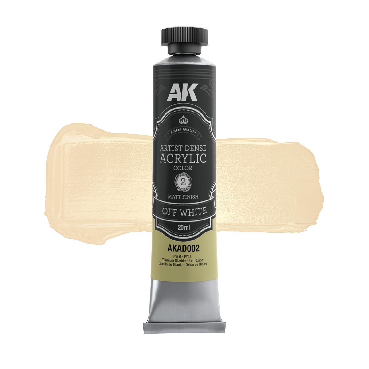 AKAD002 AK Interactive Акриловая краска ARTISTIC DENSE в тюбике - Кремовый / OFF WHITE – ARTISTIC DENSE ACRYLIC COLOR