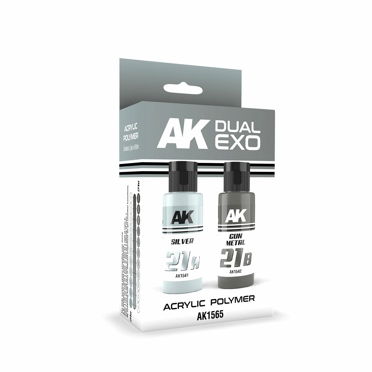 AK1565 AK Interactive Набор красок Dual Exo - 21A серебро & 21B оружейный металл