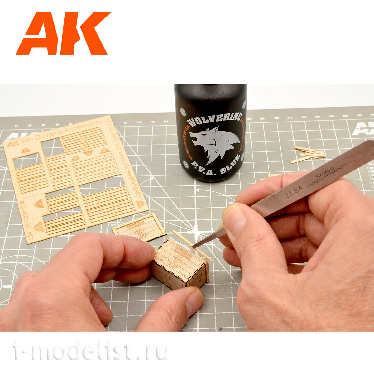 AK8230 AK Interactive 1/35 Деревянные коробки биологической опасности № 004 лазерной резки, 3 шт.