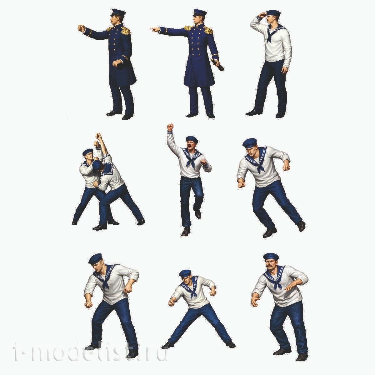 EF350104 Эскадра 1/72 Фигурки Команда. 2 офицера, 8 матросов ХІХ в.