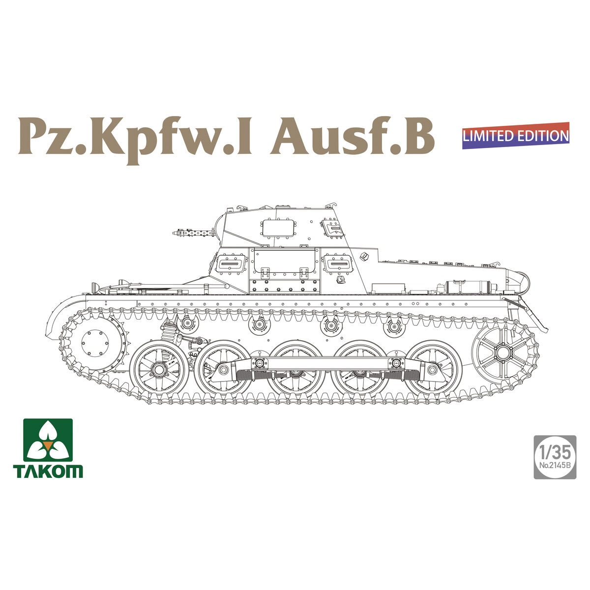 2145B Takom 1/35 Немецкий лёгкий танк Pz.Kpfw.I Ausf.B (Limited Edition)