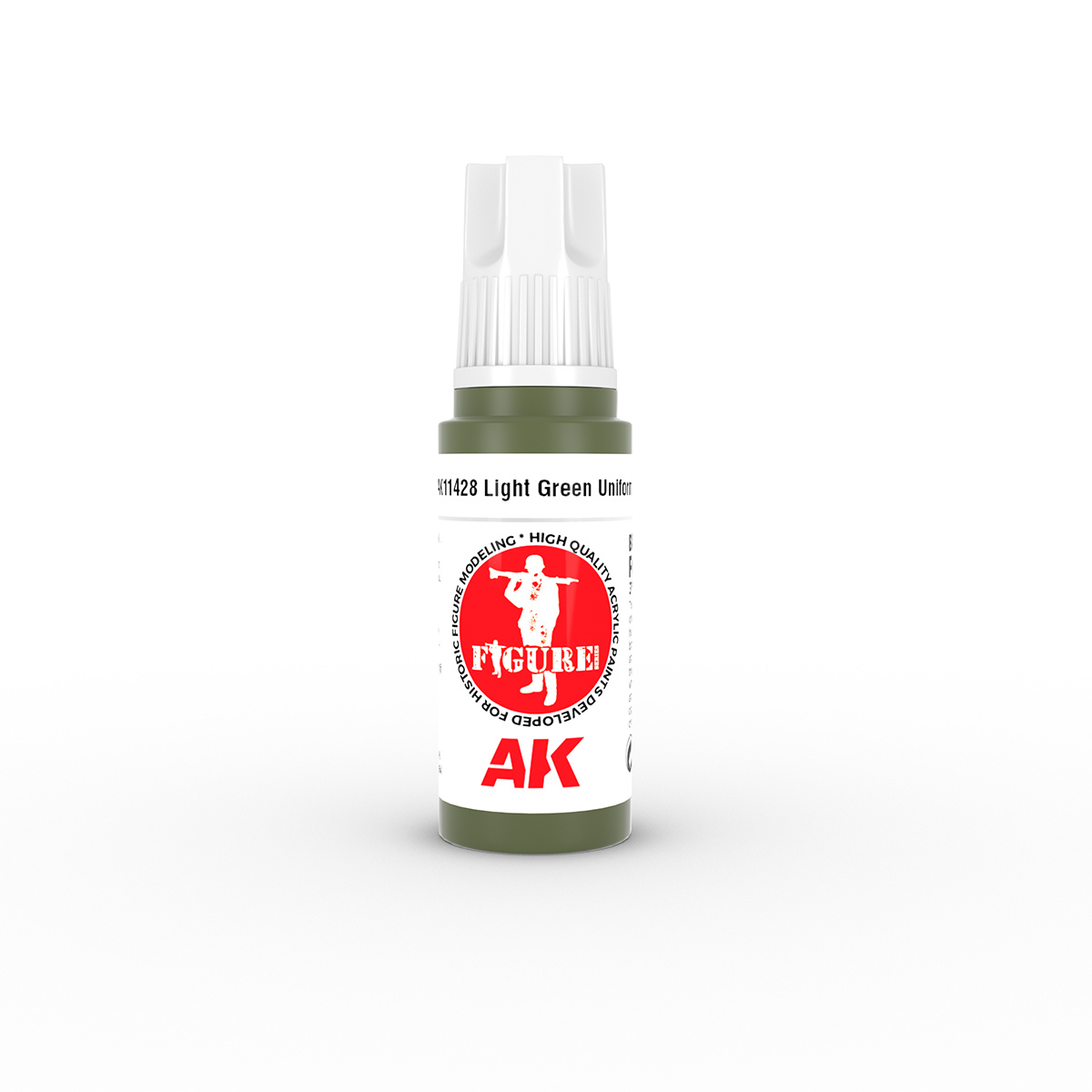 AK11428 AK Interactive Краска акриловая LIGHT GREEN UNIFORM – FIGURES (светлая зеленая униформа) 17 мл