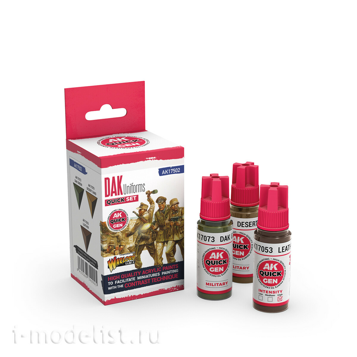 AK17502 AK Interactive Набор красок QUICK GEN - Немецкий африканский корпус униформа / GERMAN DAK UNIFORMS – QUICK GEN SET