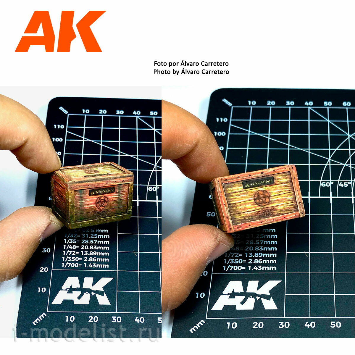 AK8230 AK Interactive 1/35 Деревянные коробки биологической опасности № 004 лазерной резки, 3 шт.