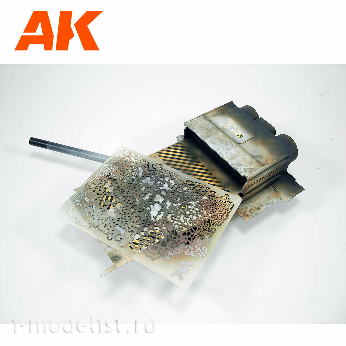AK9080 AK Interactive Трафарет для нанесения камуфляжных пятен или следов эксплуатации. Для масштабов 1/48, 1/72