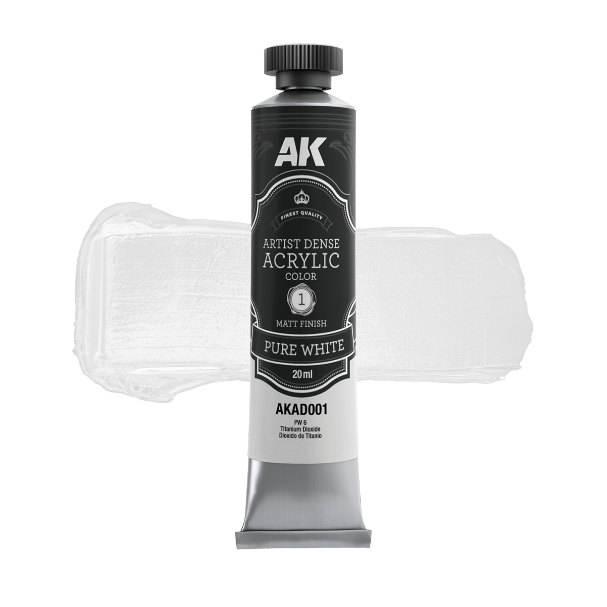 AKAD001 AK Interactive Акриловая краска ARTISTIC DENSE в тюбике - Чистый белый / PURE WHITE – ARTISTIC DENSE ACRYLIC COLOR