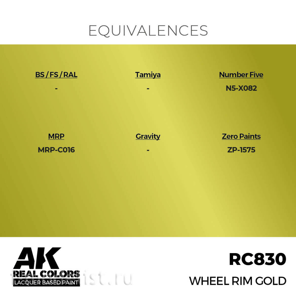 RC830 AK Interactive Лаковая краска Золотой обод колеса / Wheel Rim Gold