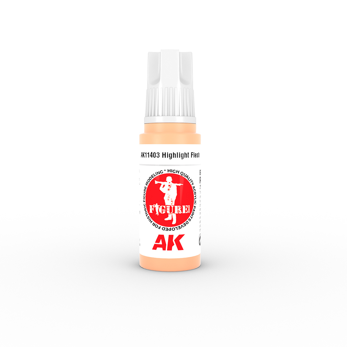 AK11403 AK Interactive Краска акриловая HIGHLIGHT FLESH – FIGURES (яркий телесный) 17 мл