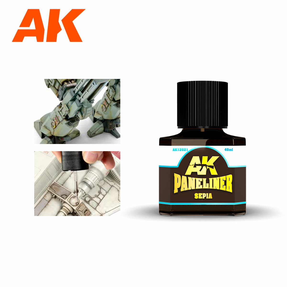 AK12021 AK Interactive Проливка сепия для выделения панелей и деталей / Sepia Paneliner 40 ml