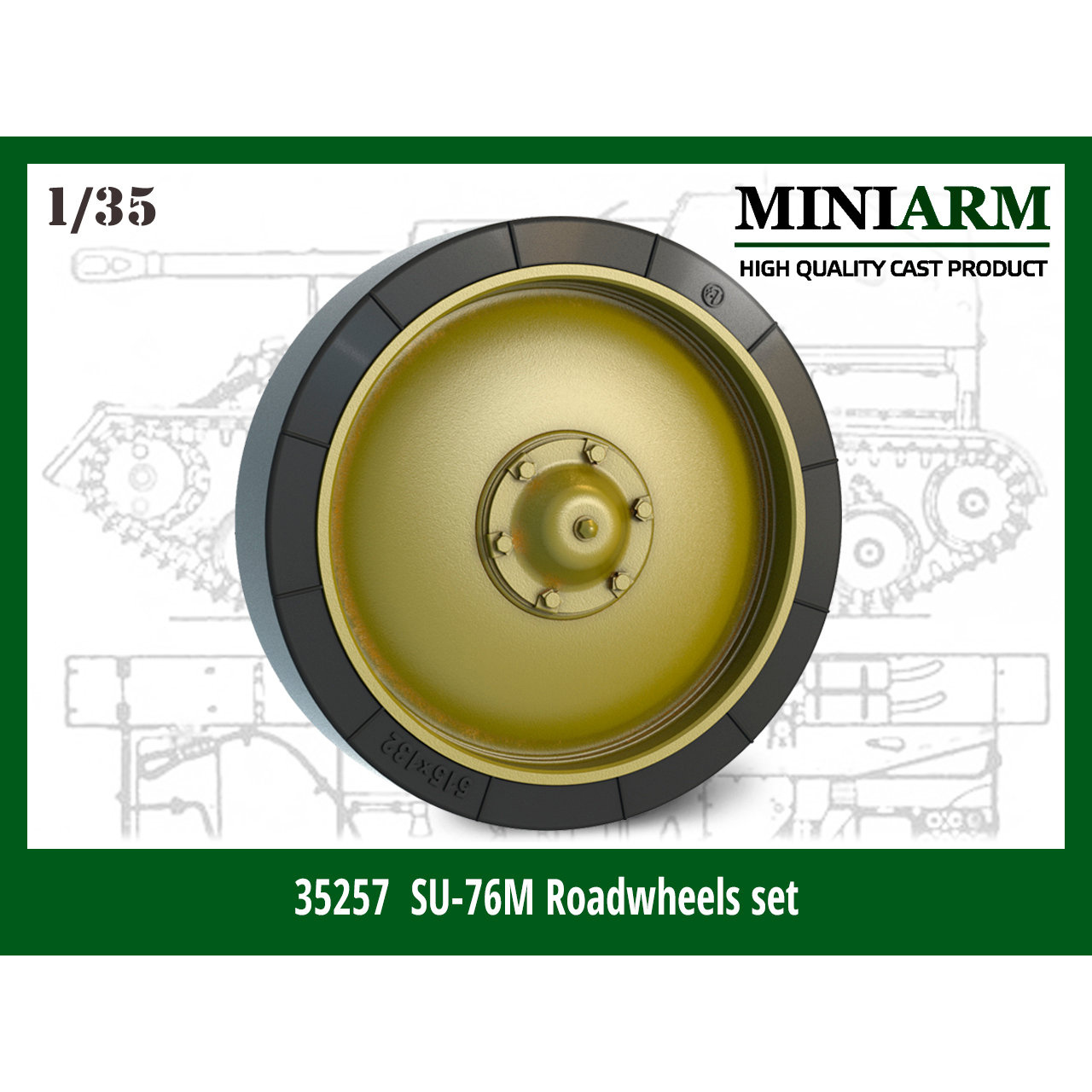 35257 Miniarm 1/35 Комплект опорных катков Су-76 (14 шт. + запаска)