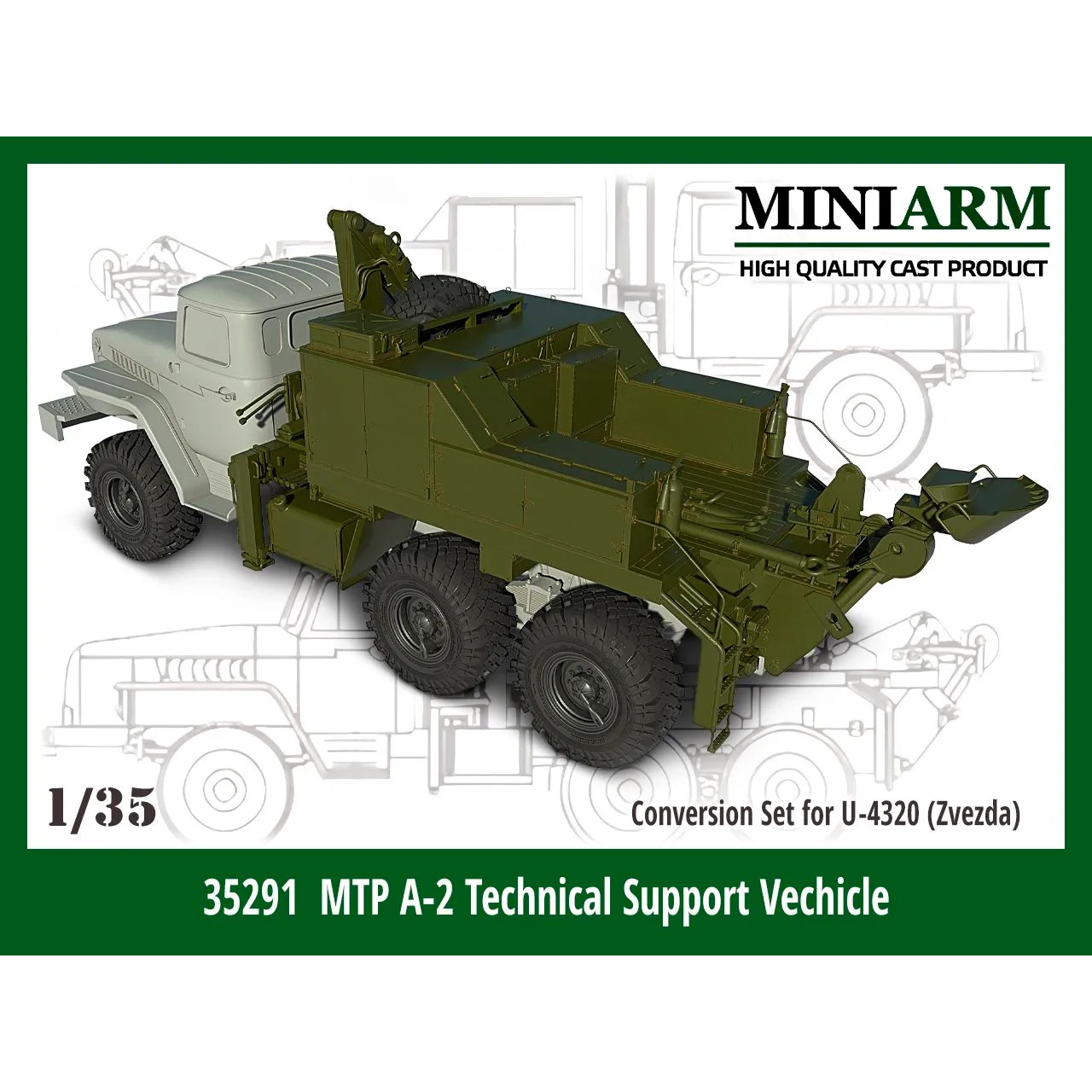 35291 Miniarm 1/35 Конверсионный набор, машина техподдержки МТП-А2 на базе У-4320 (для модели Звезда)
