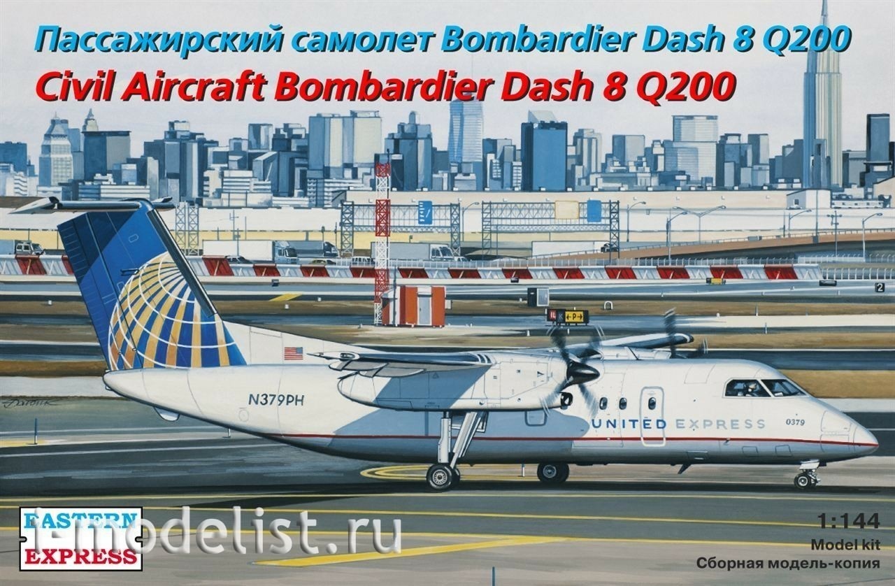 144132 Восточный экспресс 1/144 Пассажирский самолет Dash 8 Q200 United Express