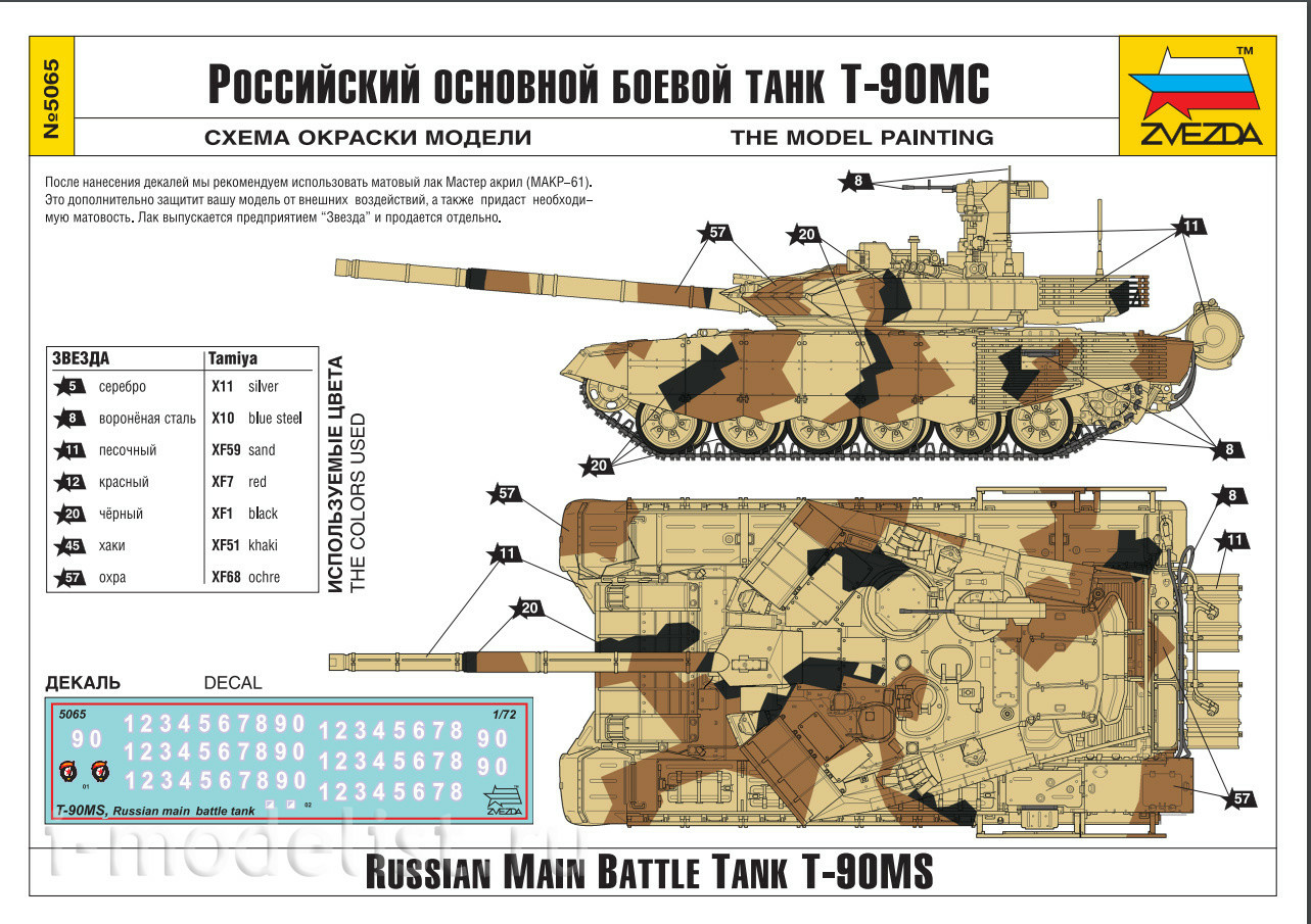 5065 Звезда 1/72 Российский Т-90 МС