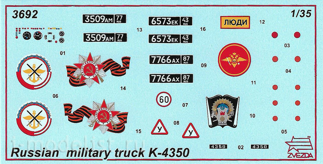 3692 Звезда 1/35 Российский двухосный грузовой автомобиль К-4350