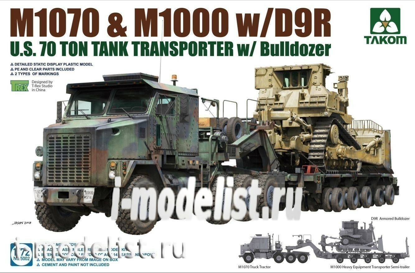 5002 Takom 1/72 U.S. M1070&M1000 w/D9R 70 Ton Tank Transporter w/Bulldozer