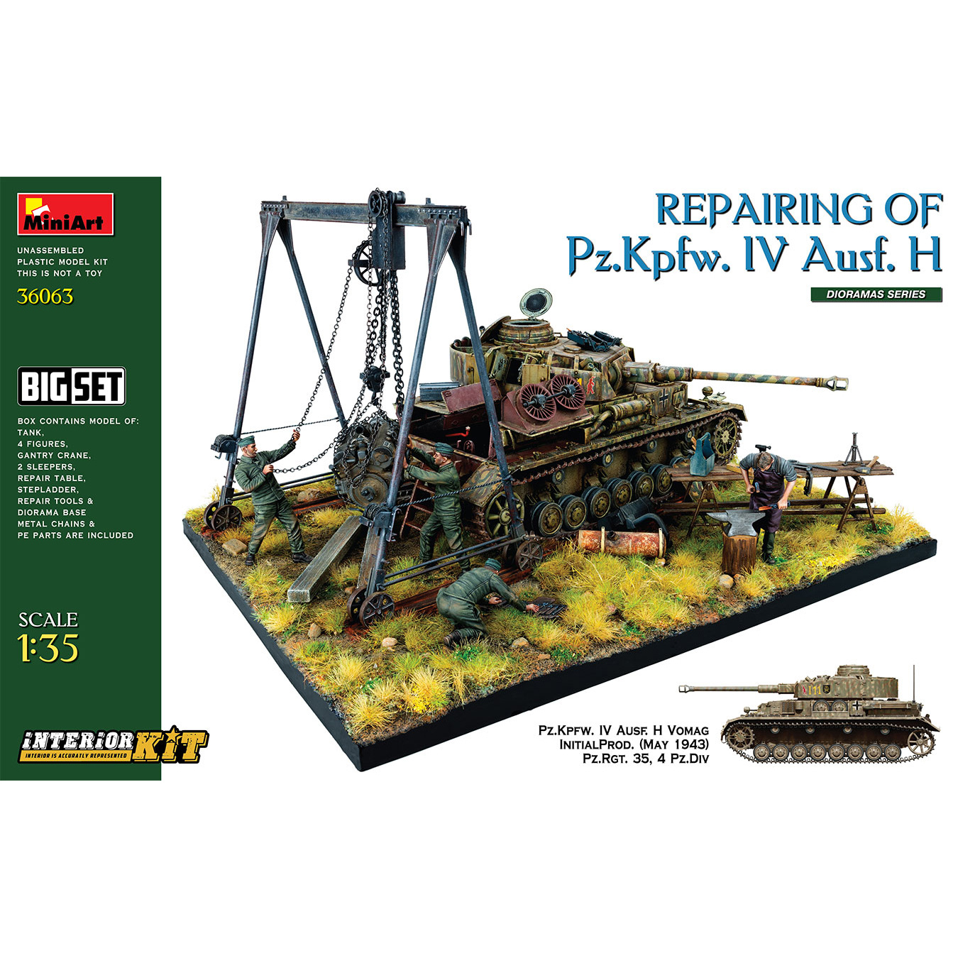 36063 MiniArt 1/35 Ремонт Pz.Kpfw. IV Ausf. H., большой набор