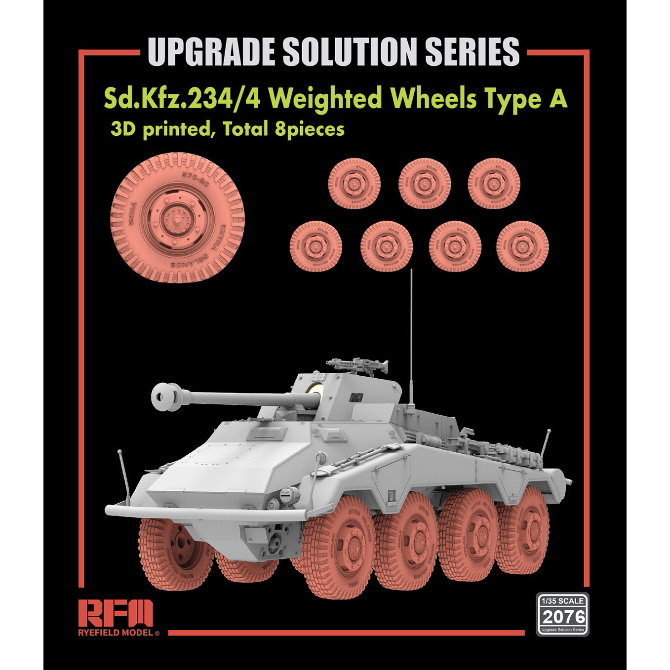 RM-2076 Rye Field Model 1/35 Дорожные колёса для SdKfz.234/4 с имитацией нагрузки, тип A (8 шт.)