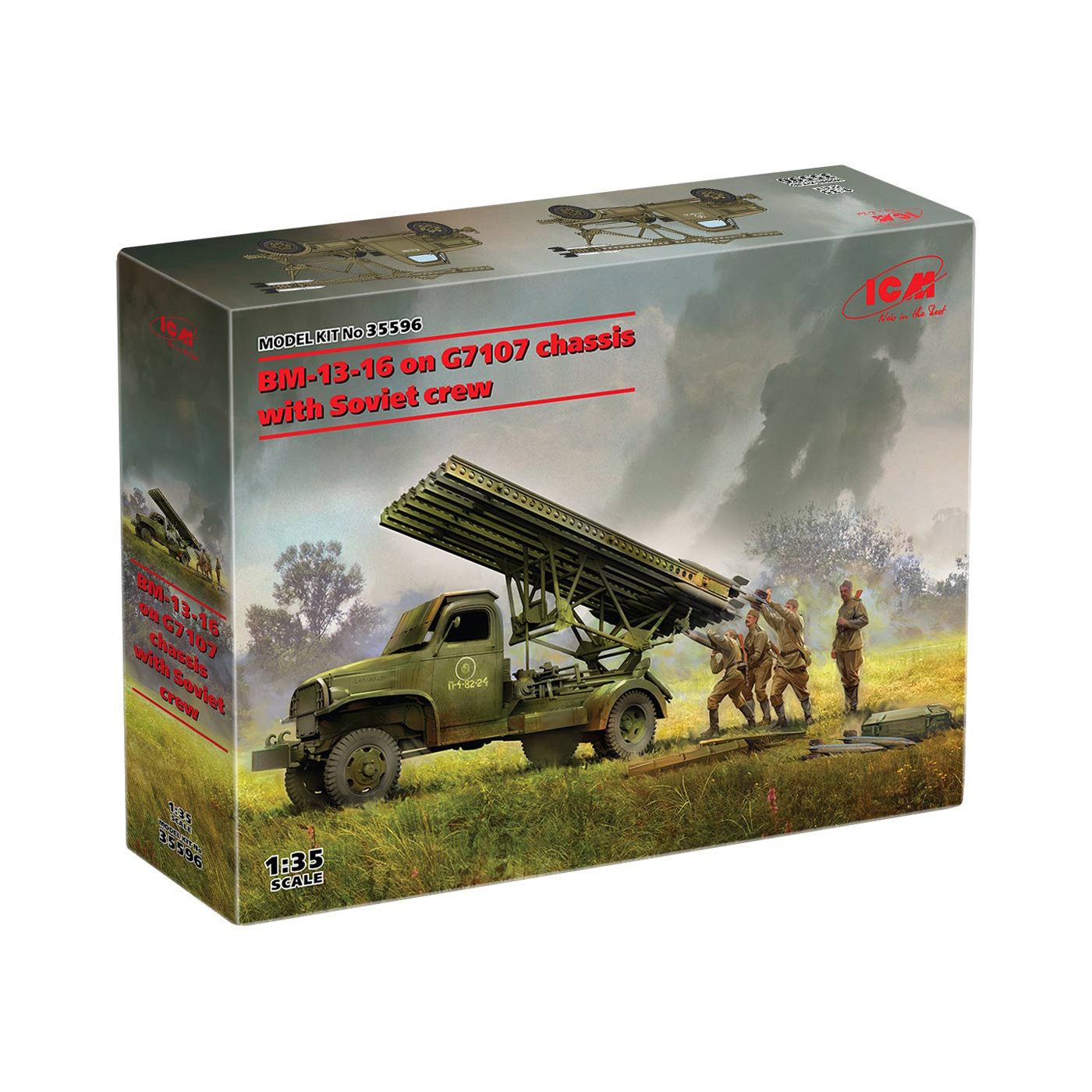 35596 ICM 1/35 БМ-13-16 на шасси G7107 с советским расчетом