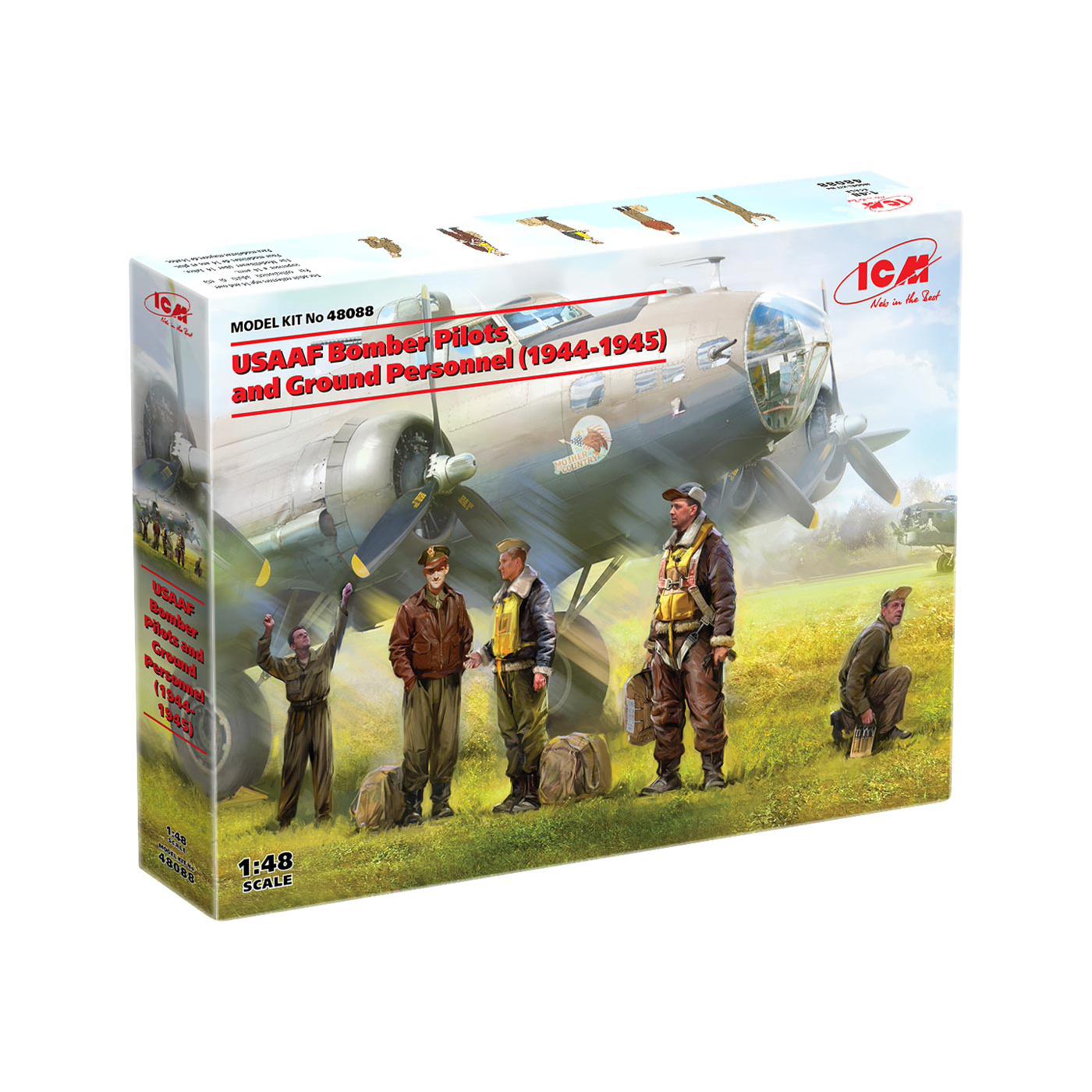 48088 ICM 1/48 Пилоты и техники бомбардировочной авиации США (1944-1945 г.)