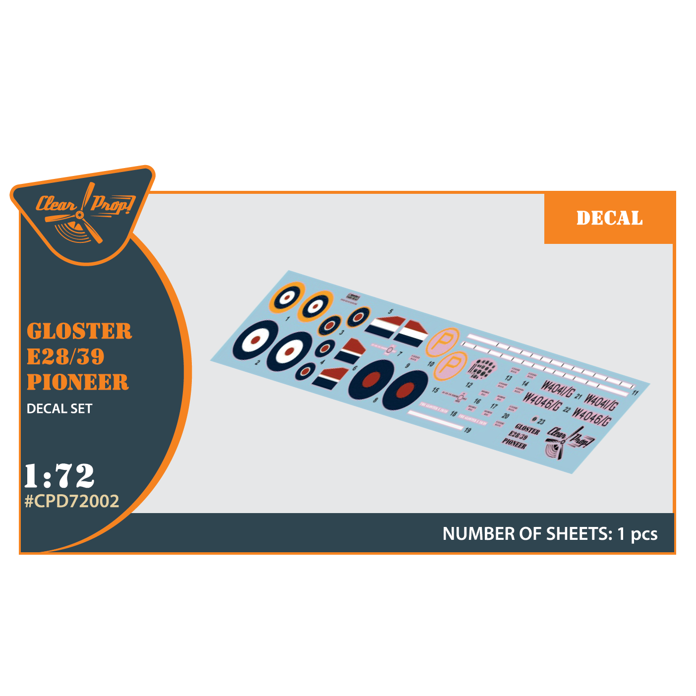 CPD72002 Clear Prop! 1/72 Декаль для Gloster E.28/39 Pioneer