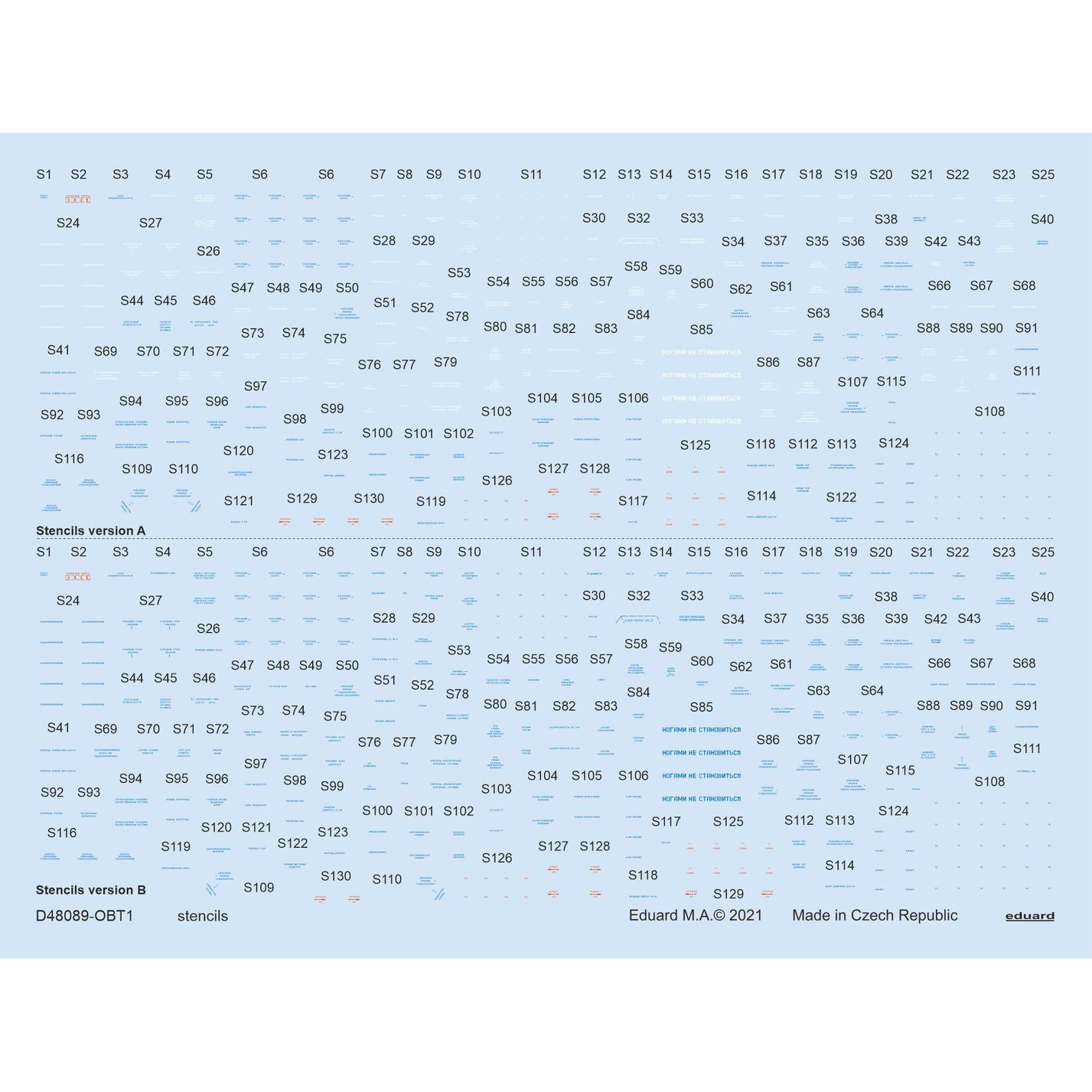 D48089 Eduard 1/48 Декаль для С-7, тех. надписи