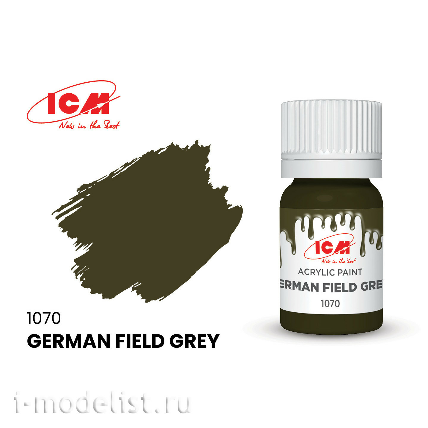 C1070 ICM Краска для творчества, 12 мл, цвет Немецкий серо-зеленый (German Field Grey)																