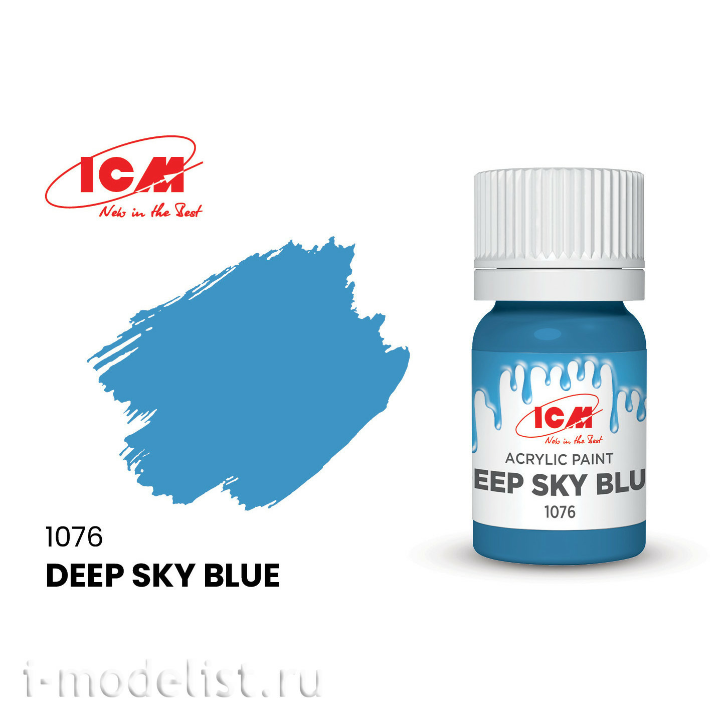 C1076 ICM Краска для творчества, 12 мл, цвет Глубокий небесно-голубой (Deep Sky Blue)																