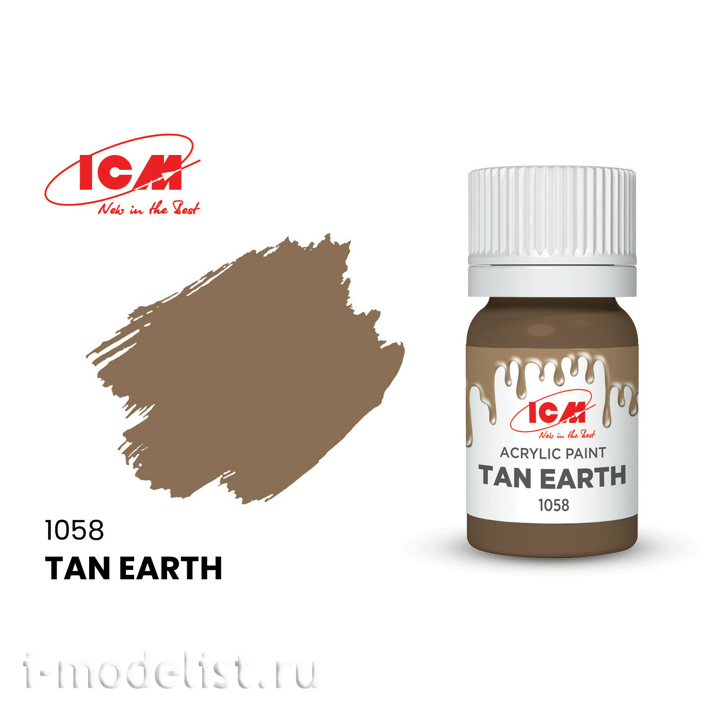 C1058 ICM Краска для творчества, 12 мл, цвет Жёлто-коричневая глина (Tan Earth)																