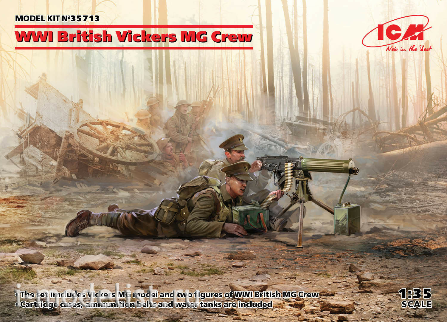 35713 ICM 1/35 Фигуры, Расчет британского пулемета Vickers I МВ