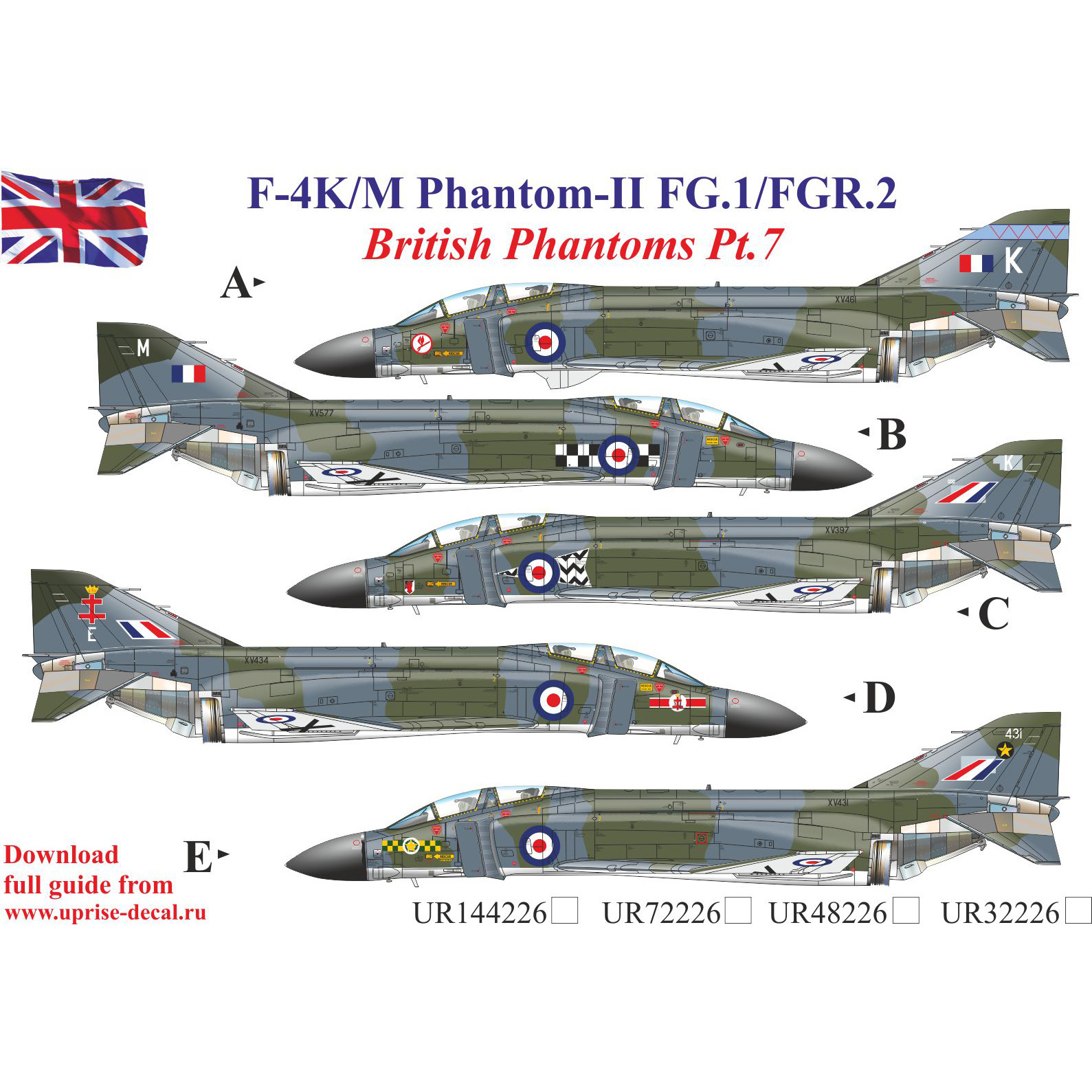 UR72226 UpRise 1/72 Декали для F-4K/M British Phantom-II (FG.1/FGR.2) Pt.7