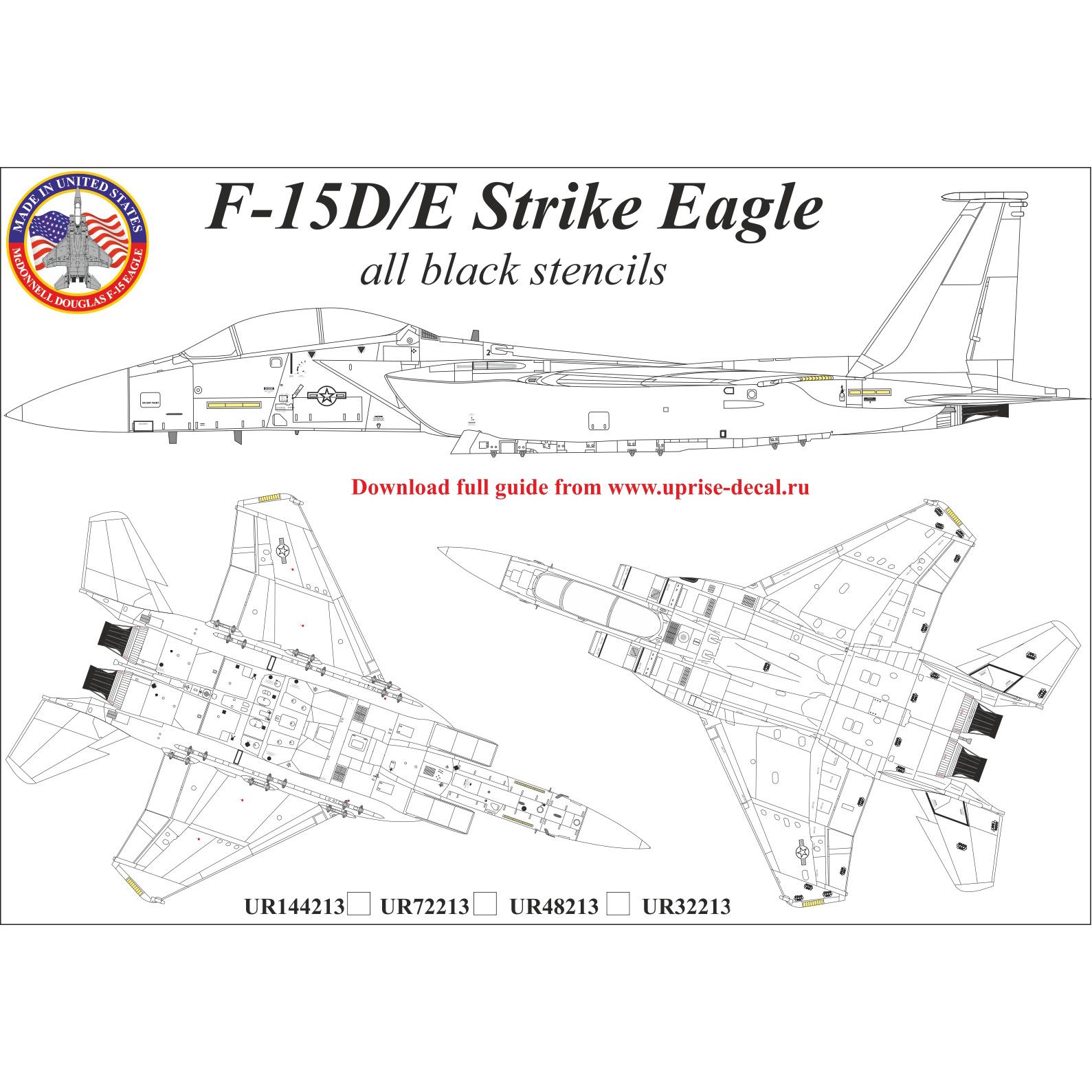 UR72213 UpRise 1/72 Декали для F-15E Strike Eagle, с тех. надписями