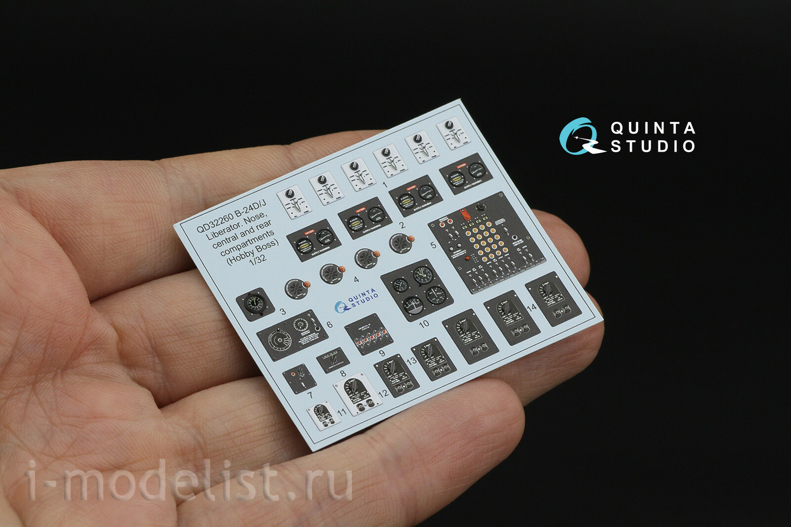 QD32260 Quinta Studio 1/32 3D Декаль интерьера кабины B-24D/B-24J Liberator: носовой, центральный и задний отсеки (HobbyBoss)