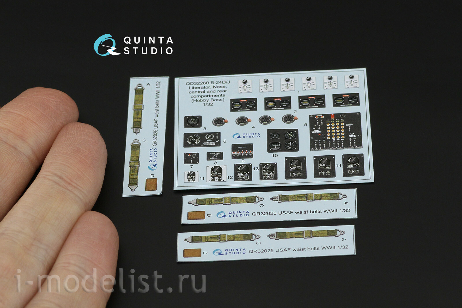 QD32260 Quinta Studio 1/32 3D Декаль интерьера кабины B-24D/B-24J Liberator: носовой, центральный и задний отсеки (HobbyBoss)