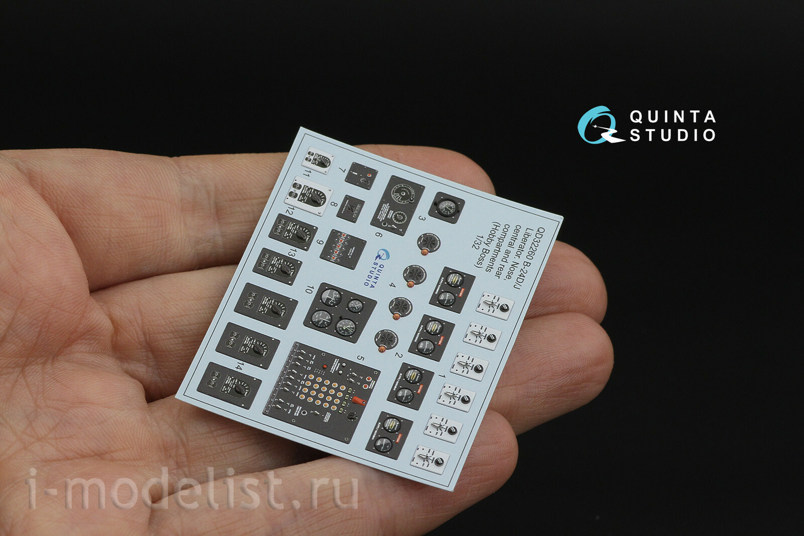 QD32260 Quinta Studio 1/32 3D Декаль интерьера кабины B-24D/B-24J Liberator: носовой, центральный и задний отсеки (HobbyBoss)